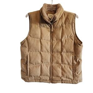 L.L. Bean Tan Goose Down Quilt Puffer Vest Size L Petite